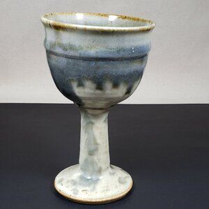 Handmade Ceramic Stoneware Goblet Chalice, 6.75"